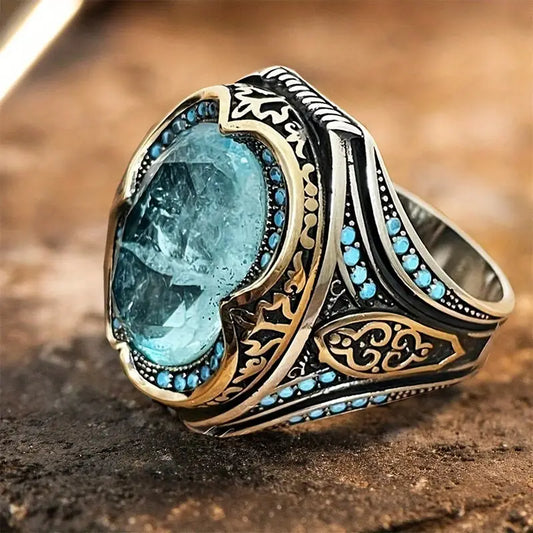 Turkish Blue Cubic Synthetic Zirconia Ring