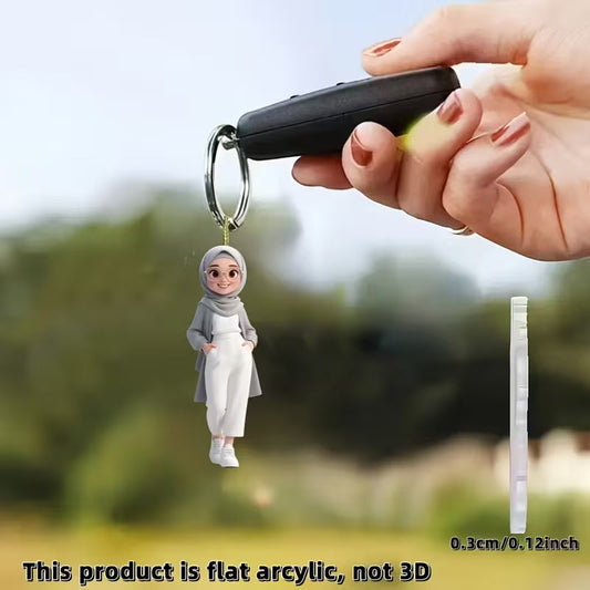 Acrylic 2D Flat Car Rearview Mirror Pendant Cute Girl