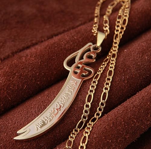 Ali Sword Necklace Stainless Steel Men Pendant Talisman Islamic Jewelry