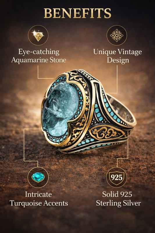 Turkish Blue Cubic Synthetic Zirconia Ring